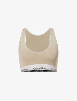 Calvin Klein Logo-band Mineral Dye Stretch-cotton Blend Bralette