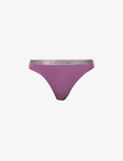 Calvin Klein Radiant Metallic Mid-rise Stretch-cotton Thong