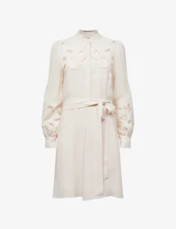 Reiss Clara Lace Cut-out Tied-waist Woven Mini Dress