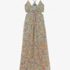 Maje Rawaiene Floral-print Cut-out Woven Maxi Dress