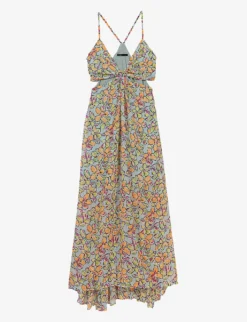 Maje Rawaiene Floral-print Cut-out Woven Maxi Dress