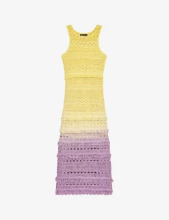 Maje Robelle Crochet-knit Cotton Midi Dress