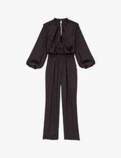 Maje Paulynou Tied-neck Balloon-sleeved Recycled-polyester Jumpsuit