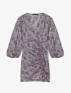 Maje Revetu Leopard-print Stretch-woven Mini Dress