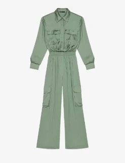 Maje Paicy Floral-print Balloon-sleeved Cotton Jumpsuit