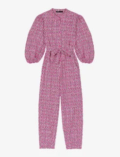 Maje Pyad Floral-print Puff-sleeve Cotton Jumpsuit