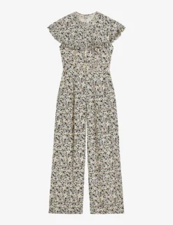 Ted Baker Brigidd Floral-print Lace-insert Woven Jumpsuit