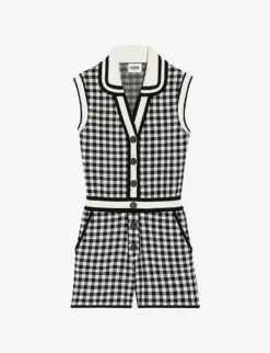 CLAUDIE PIERLOT Macombi Gingham Woven Playsuit