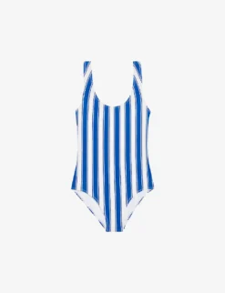 CLAUDIE PIERLOT Telio Striped Scoop-neck Swimsuit