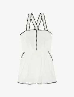 CLAUDIE PIERLOT Contrast Embroidered-trim Cotton Jumpsuit