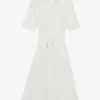 CLAUDIE PIERLOT Rosalita Embroidered Pleated Woven Midi Dress