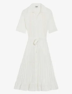 CLAUDIE PIERLOT Rosalita Embroidered Pleated Woven Midi Dress
