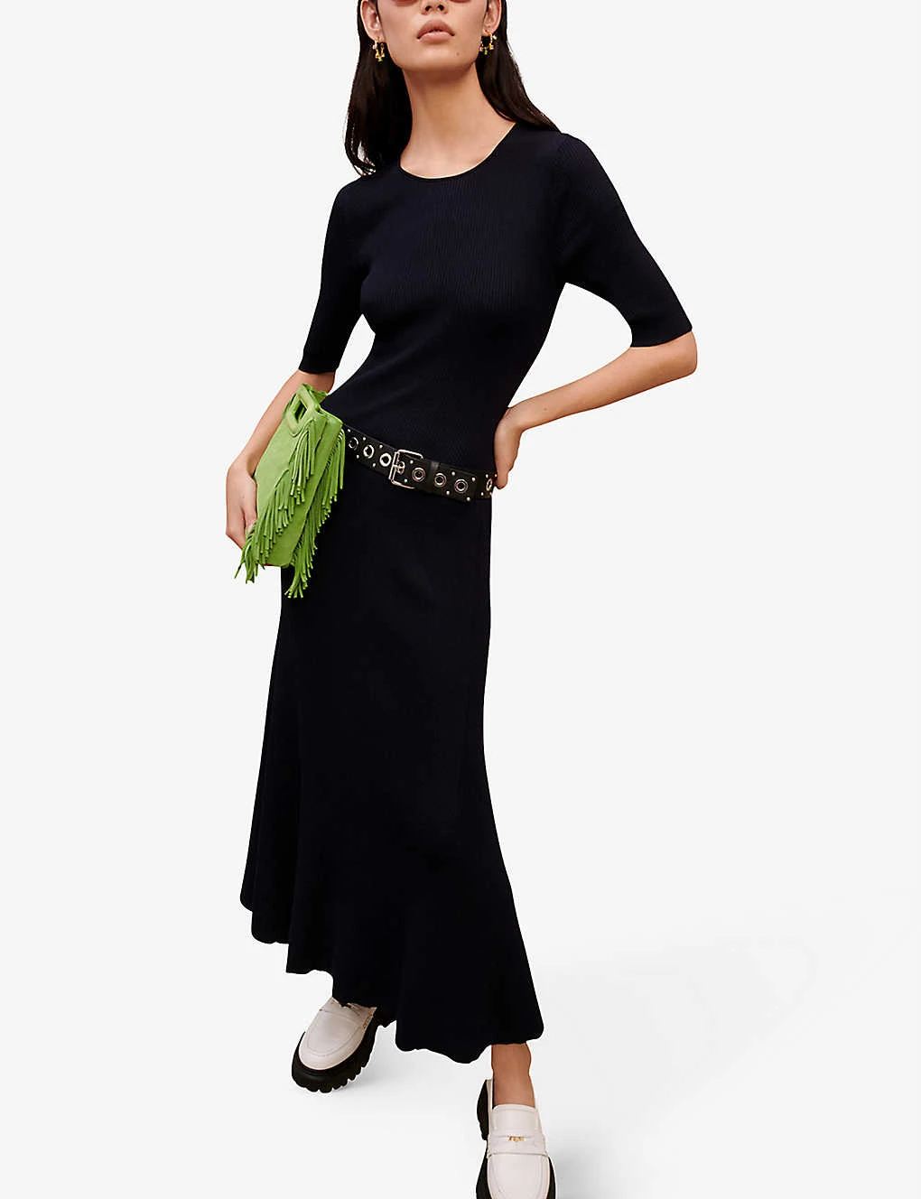 Maje Rolora Cut-out Ribbed Stretch-knit Maxi Dress - Image 2