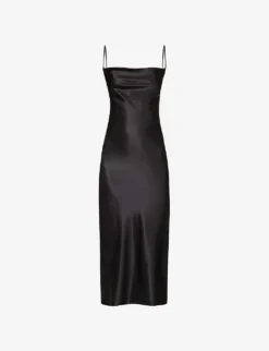 Tina Cowl-neck Stretch-silk Midi Dress