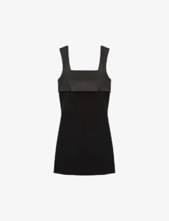 THE KOOPLES Leather-yoke Stretch-woven A-line Mini Dress