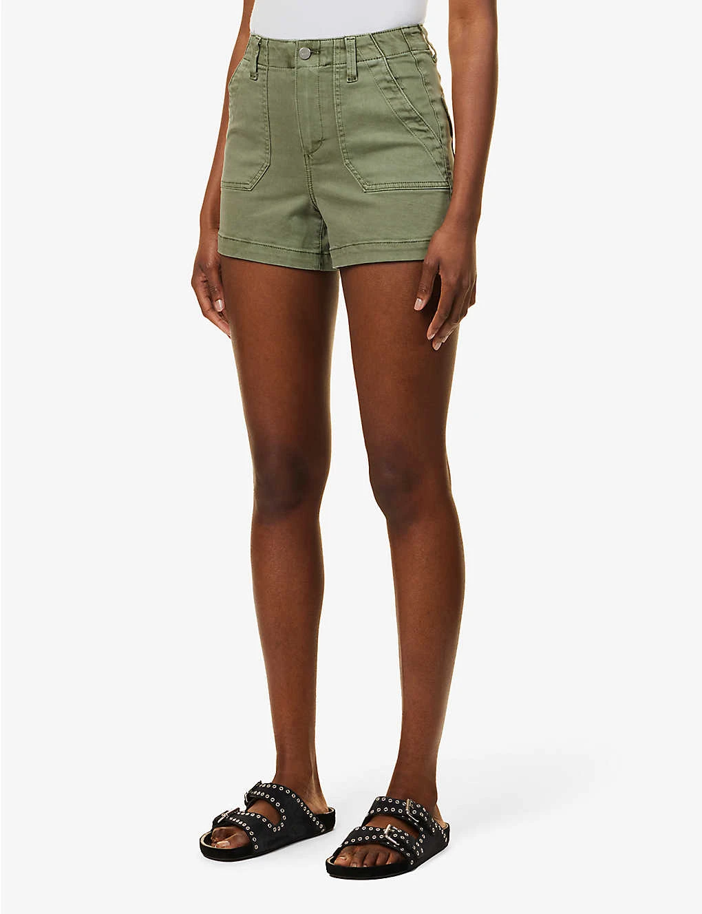 Paige Crush Mid-rise Stretch Cotton-blend Shorts - Image 3