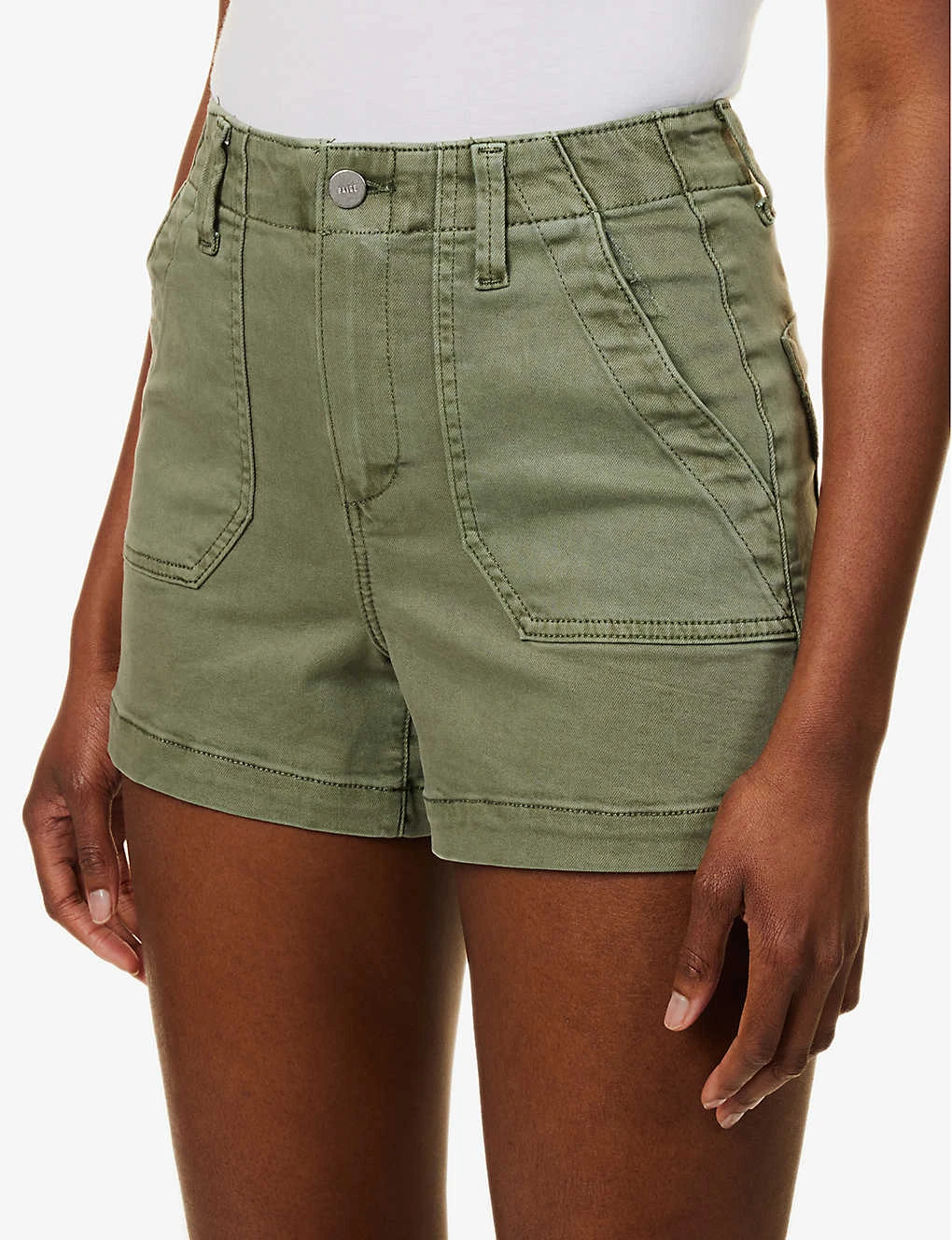 Paige Crush Mid-rise Stretch Cotton-blend Shorts - Image 5