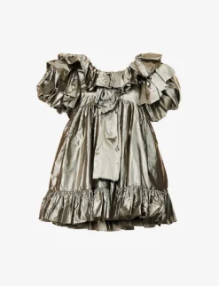 Zandra Ruffle-trim Puff-hem Woven Mini Dress