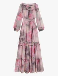 Ted Baker Miray Abstract-print Ruffled Crepe Maxi Dress