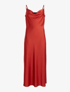 AllSaints Hadley Cowl-neck Recycled Polyester-blend Midi Dress