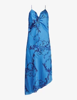 AllSaints Alexia Abstract Print Satin Midi Dress