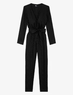 THE KOOPLES Jacquard-logo Sweetheart-neckline Woven Jumpsuit
