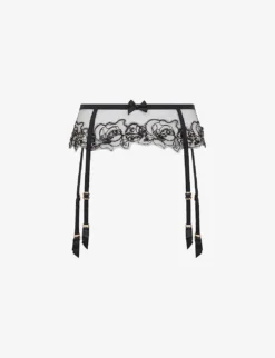 AGENT PROVOCATEUR Lindie Floral Mesh Suspender Belt