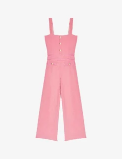 Maje Buttoned Wide-leg Tweed Jumpsuit