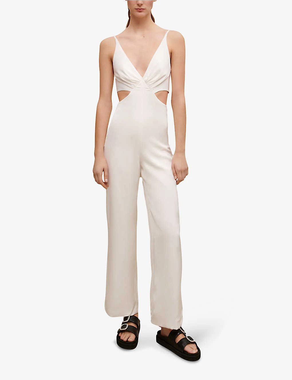 Maje Cut-out V-neck Woven Jumpsuit - Image 2