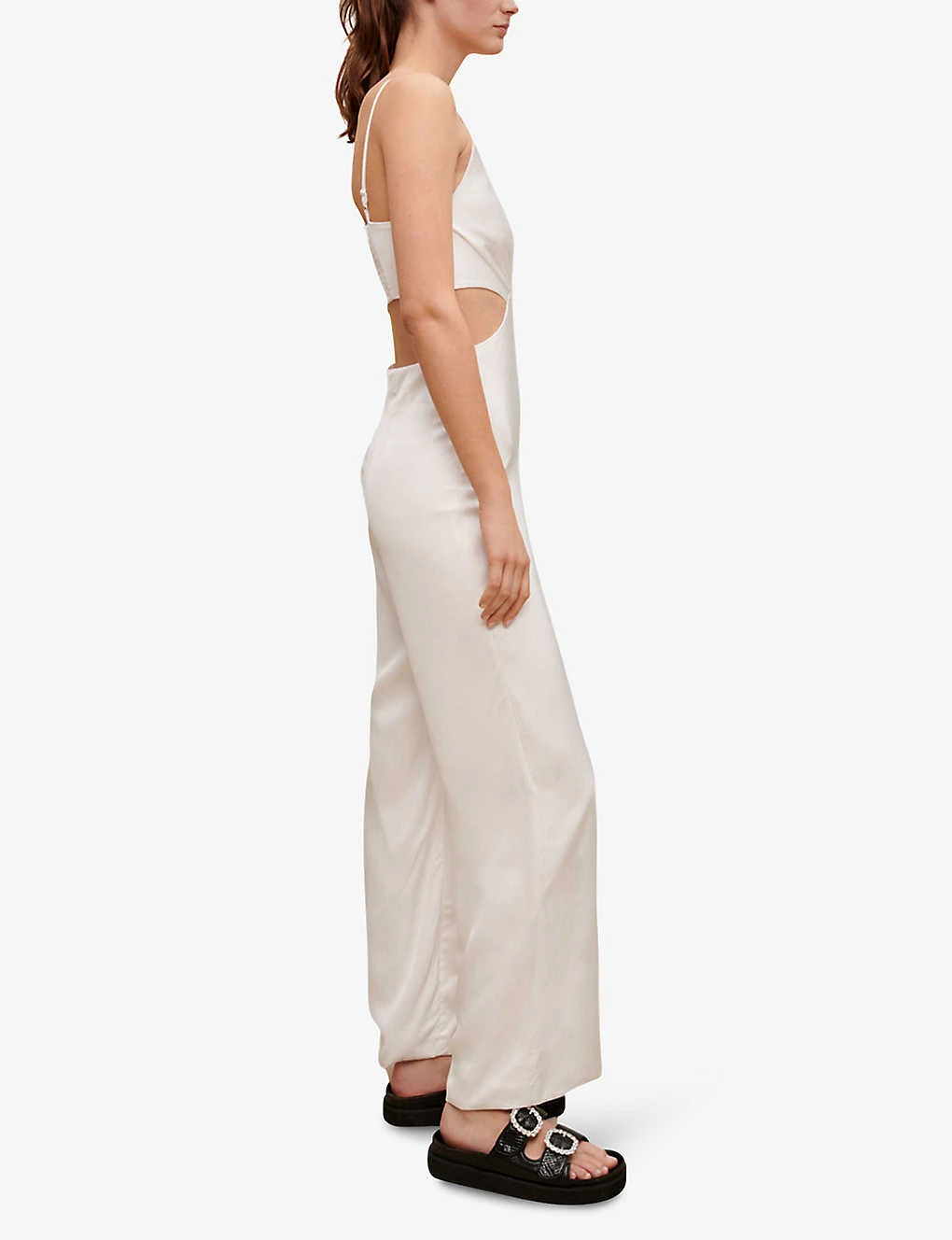 Maje Cut-out V-neck Woven Jumpsuit - Image 3