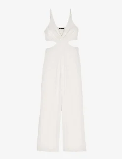 Maje Cut-out V-neck Woven Jumpsuit