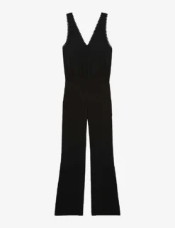 THE KOOPLES Diamond-lace V-neckline Sleeveless Woven Jumpsuit