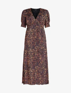 AllSaints Anita Leopard-print Woven Midi Dress