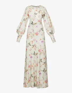 By Malina Alize Floral-print Satin Maxi Dress