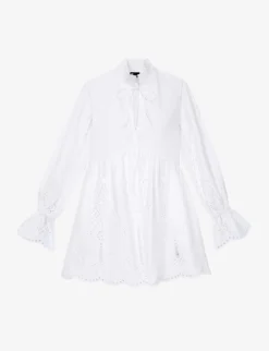 THE KOOPLES Ruched-neck Broderie-anglaise Cotton Dress