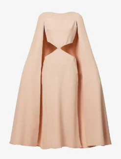 Valentino Cape-overlay Cut-out Crepe Midi Dress