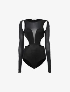 Alexander McQueen Cut-out Silk-blend Bodysuit