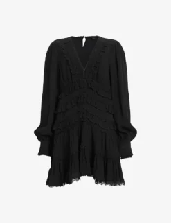 AllSaints Zora Ruffled Woven Mini Dress