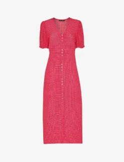 Whistles Labyrinth Geometric-print Woven Midi Dress