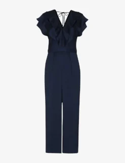 Whistles Adeline Ruffle Recycled Polyester Jumpsuit