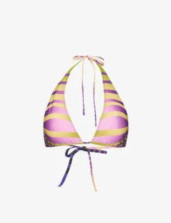 Jean Paul Gaultier Abstract-print Halterneck Bikini Top