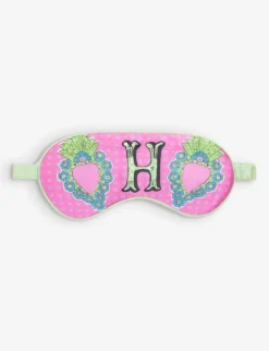 H For Hearts Patterned Silk Sleep Mask