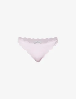 Marysia North Scalloped-trim Mid-rise Bikini Bottoms