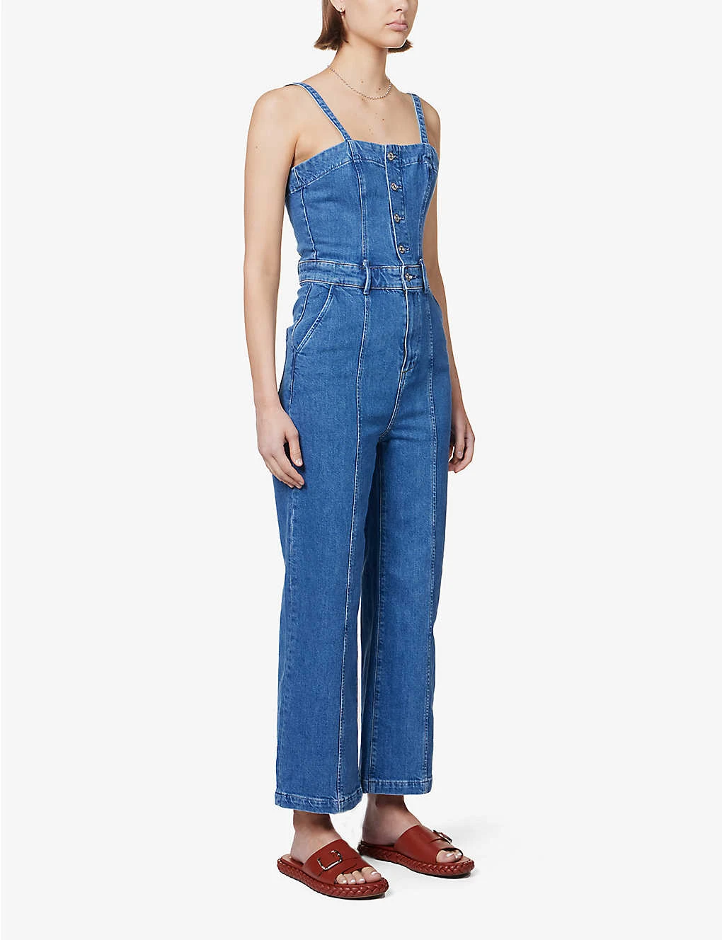 Paige Brooklyn Sleeve-less Stretch-woven Jumpsuit - Image 3