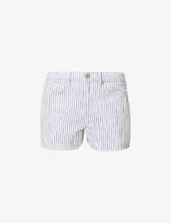 FRAME Le Brigitte Raw-hem Striped Denim Shorts
