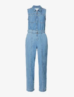 FRAME Sleeveless Wide-leg Denim Jumpsuit