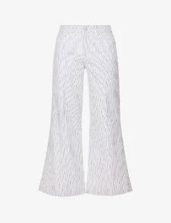 FRAME Le Palazzo Striped Wide-leg Cropped High-rise Recycled Denim-blend Jeans