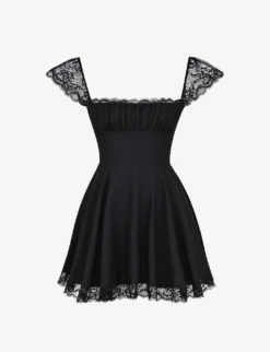 Kaia Square-neck A-line Woven Mini Dress