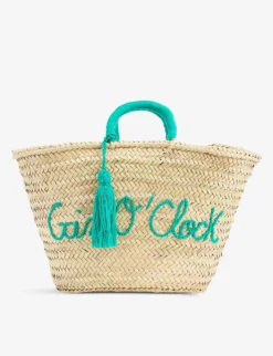 Gin O'Clock Embroidered Palm Basket Bag