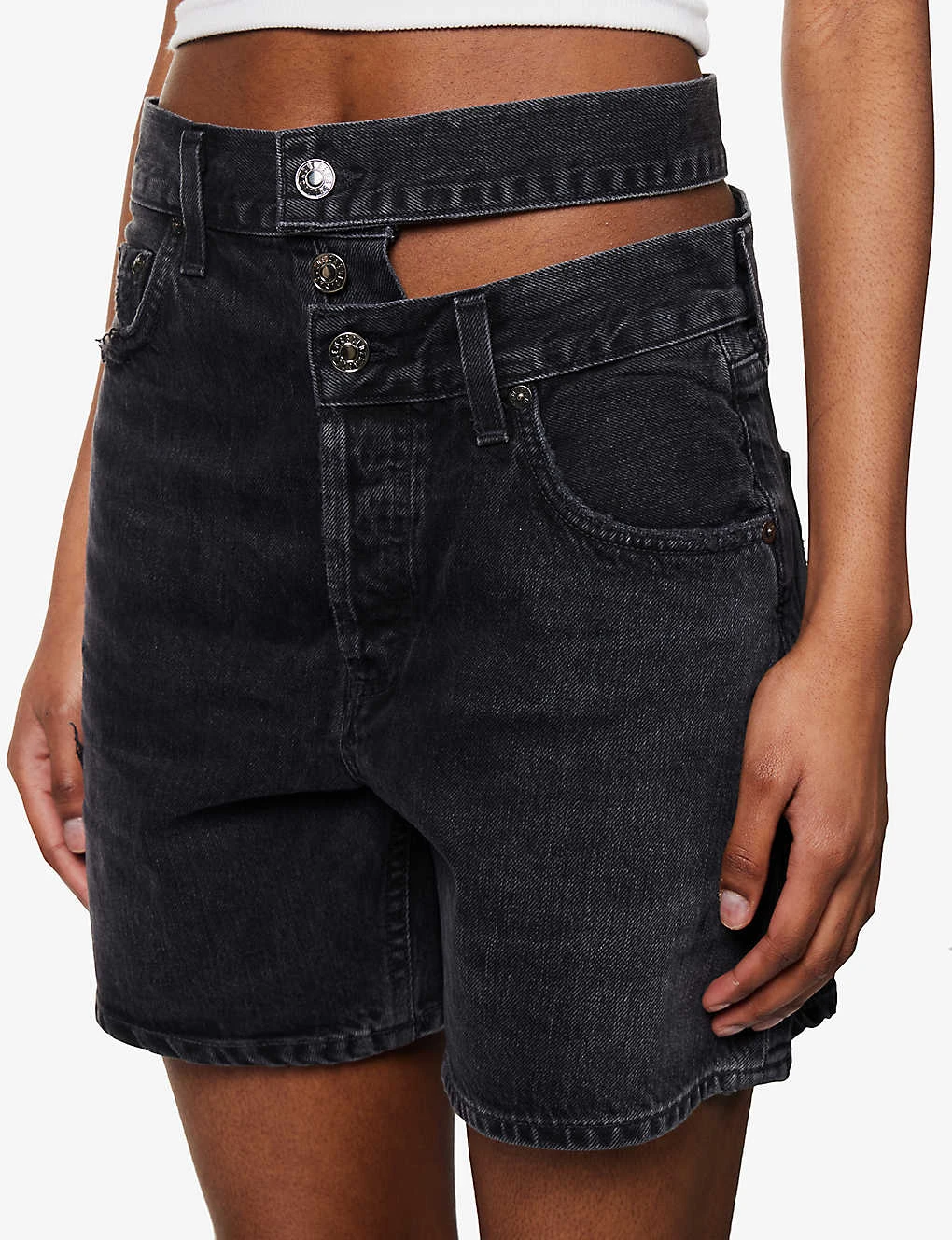 AGOLDE Broken Waistband High-rise Organic-denim Shorts - Image 6